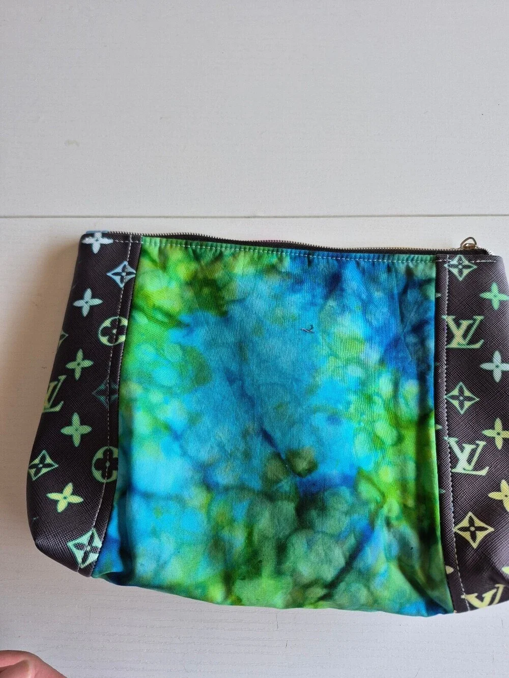 Colorful Black Patterned Zippered Cosmetic or toiletry Bag w/ Silhouette Design